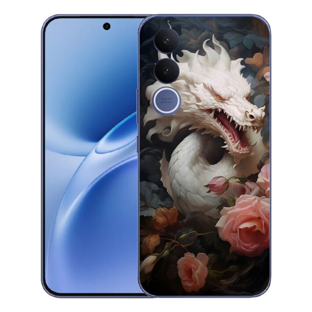 Gelový kryt mmCase na Vivo V70 FE - bílý drak