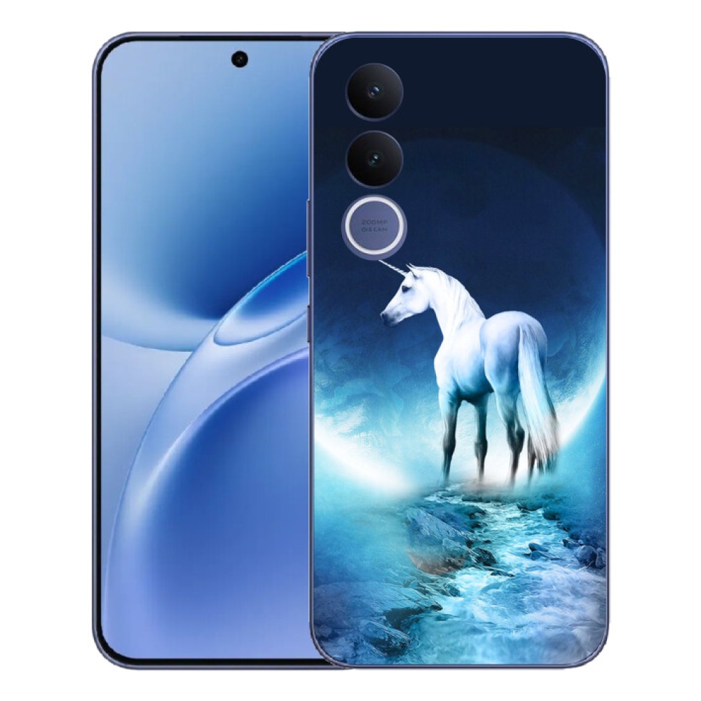 Gelový kryt mmCase na Vivo V70 FE - bílý jednorožec