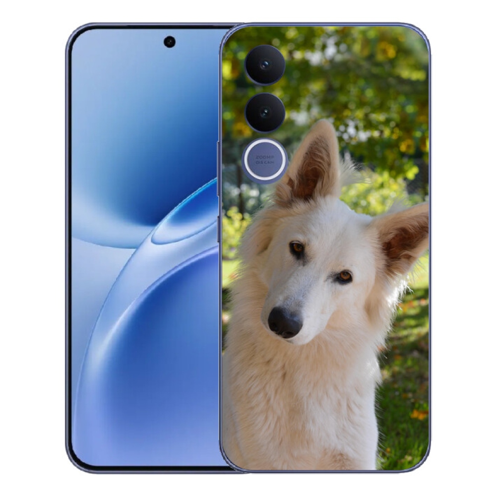 Gelový kryt mmCase na Vivo V70 FE - bílý švýcarský ovčák 1