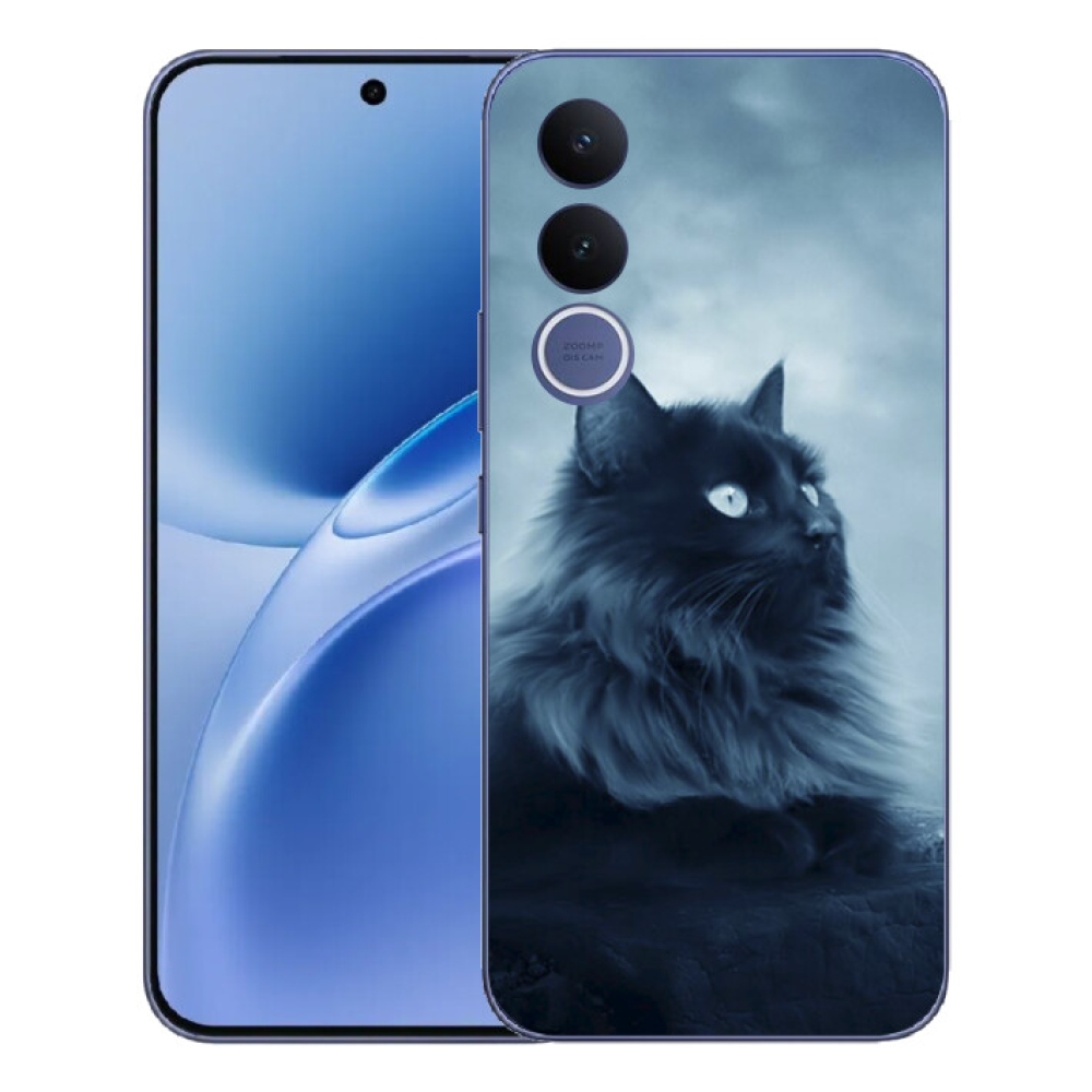 Gelový kryt mmCase na Vivo V70 FE - černá kočka 1