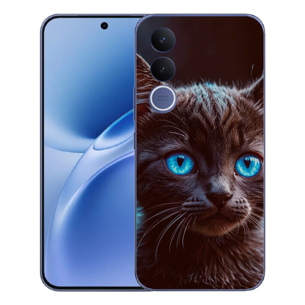 Gelový kryt mmCase na Vivo V70 FE - černé kotě 2