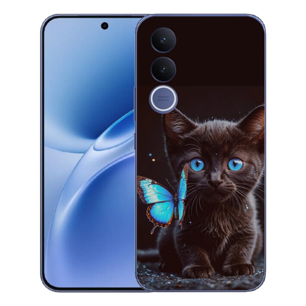 Gelový kryt mmCase na Vivo V70 FE - černé kotě 3