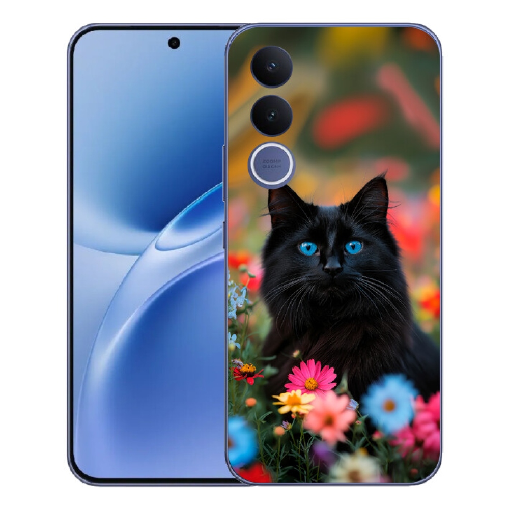 Gelový kryt mmCase na Vivo V70 FE - černé kotě 4