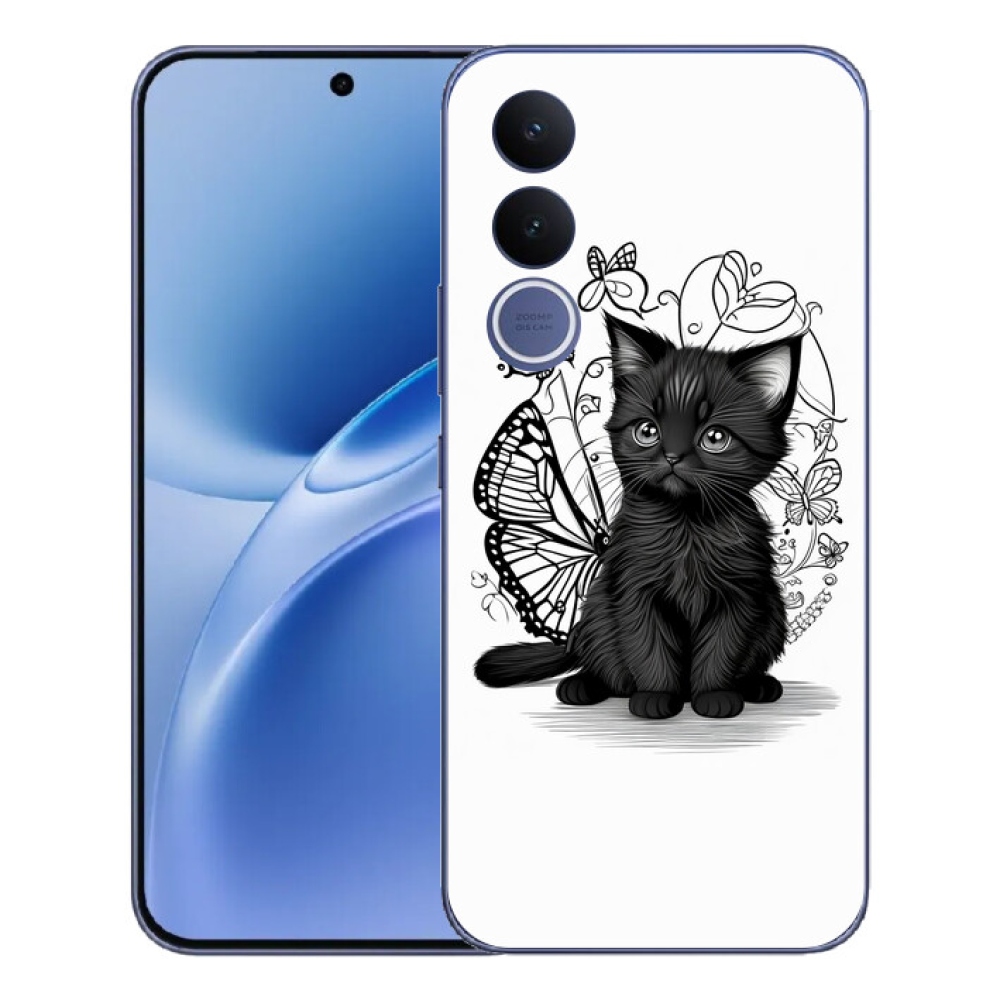 Gelový kryt mmCase na Vivo V70 FE - černé kotě