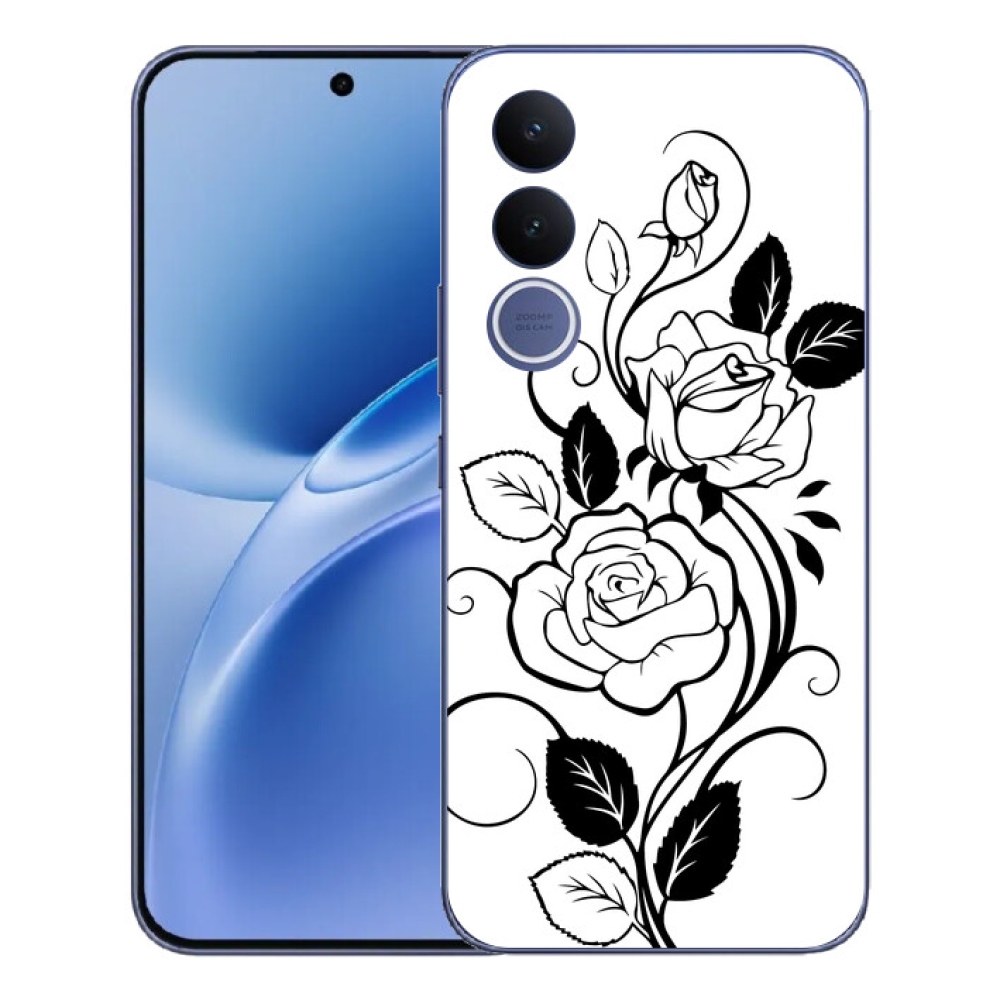 Gelový kryt mmCase na Vivo V70 FE - černobílá růže