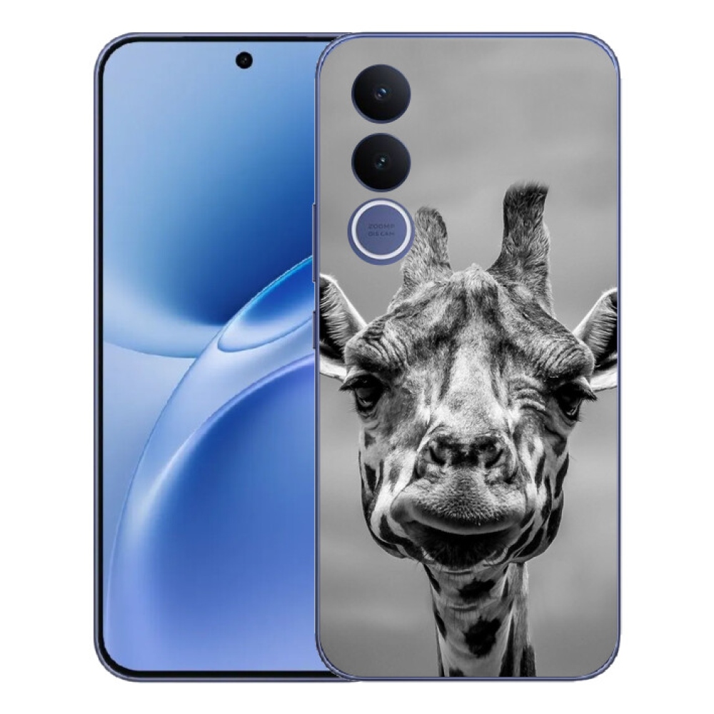 Gelový kryt mmCase na Vivo V70 FE - černobílá žirafa