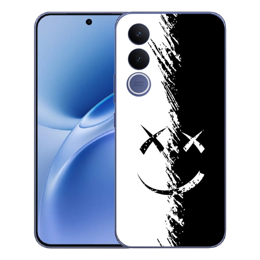 Gelový kryt mmCase na Vivo V70 FE - černobílý smajlík