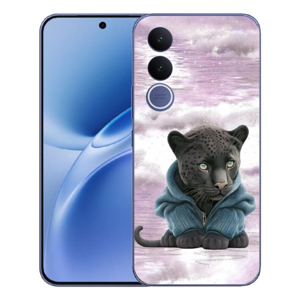 Gelový kryt mmCase na Vivo V70 FE - černý panter ve svetru
