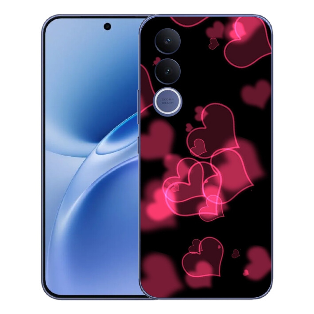 Gelový kryt mmCase na Vivo V70 FE - červená srdíčka