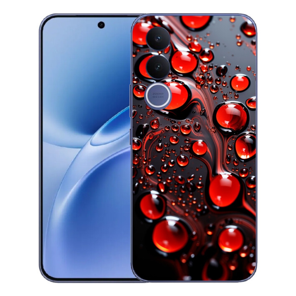 Gelový kryt mmCase na Vivo V70 FE - červené kapky 2