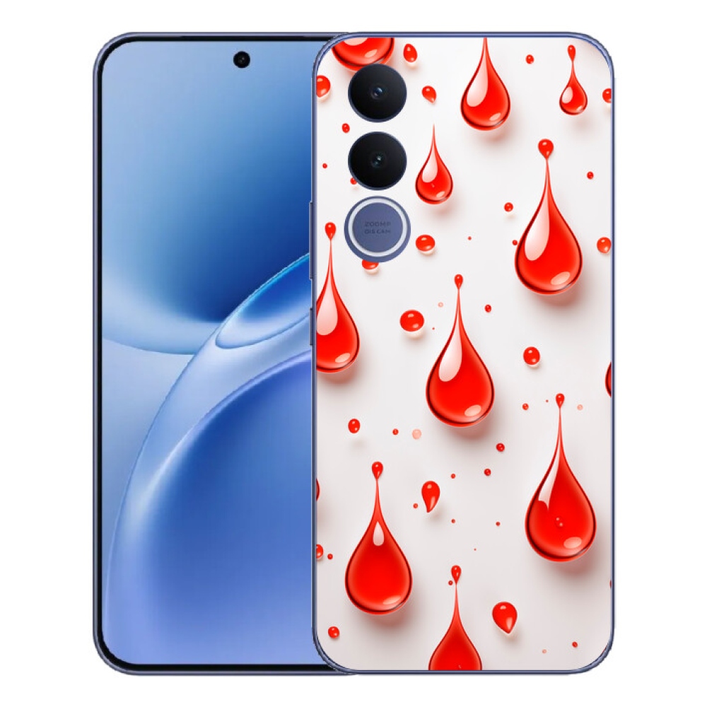 Gelový kryt mmCase na Vivo V70 FE - červené kapky