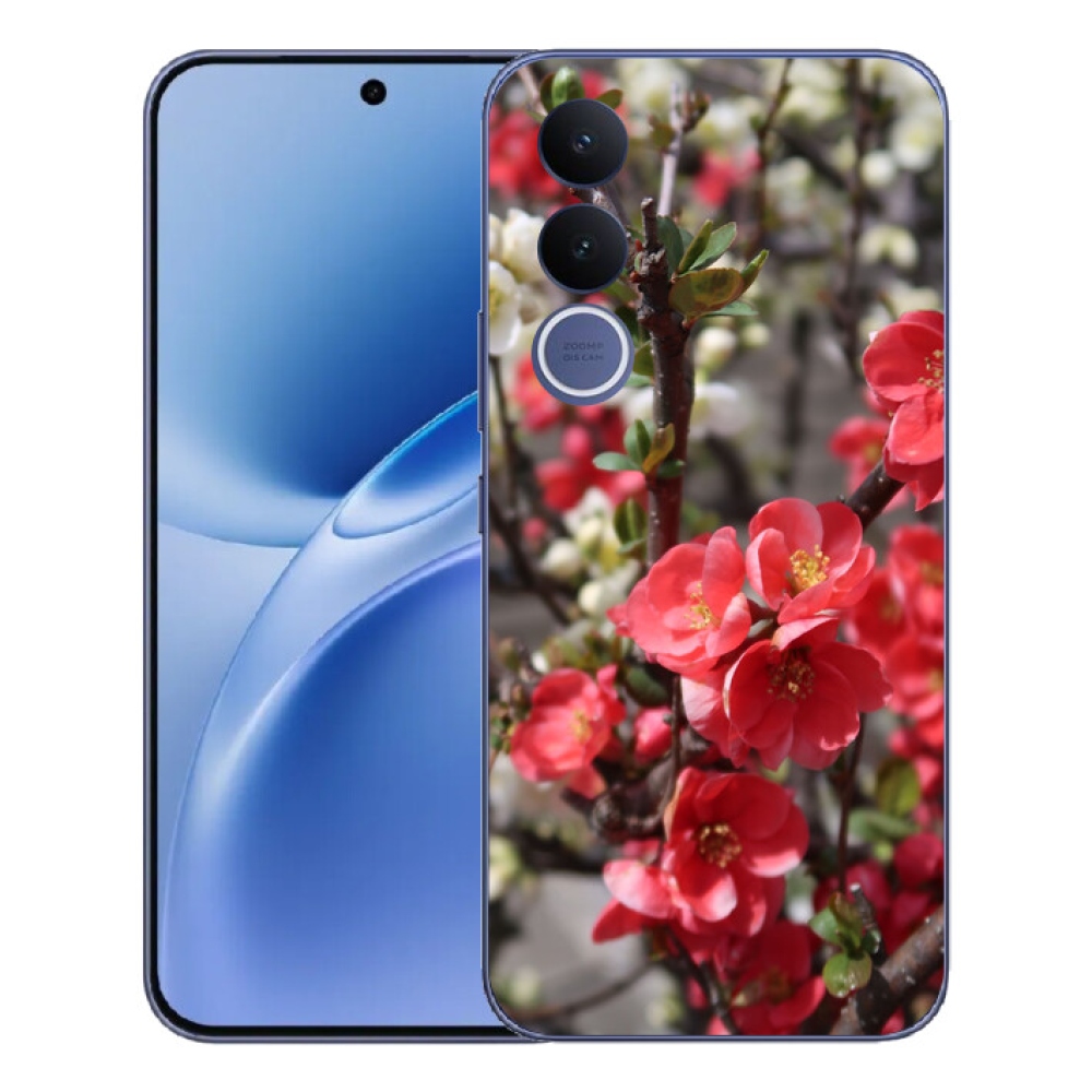 Gelový kryt mmCase na Vivo V70 FE - červené květy