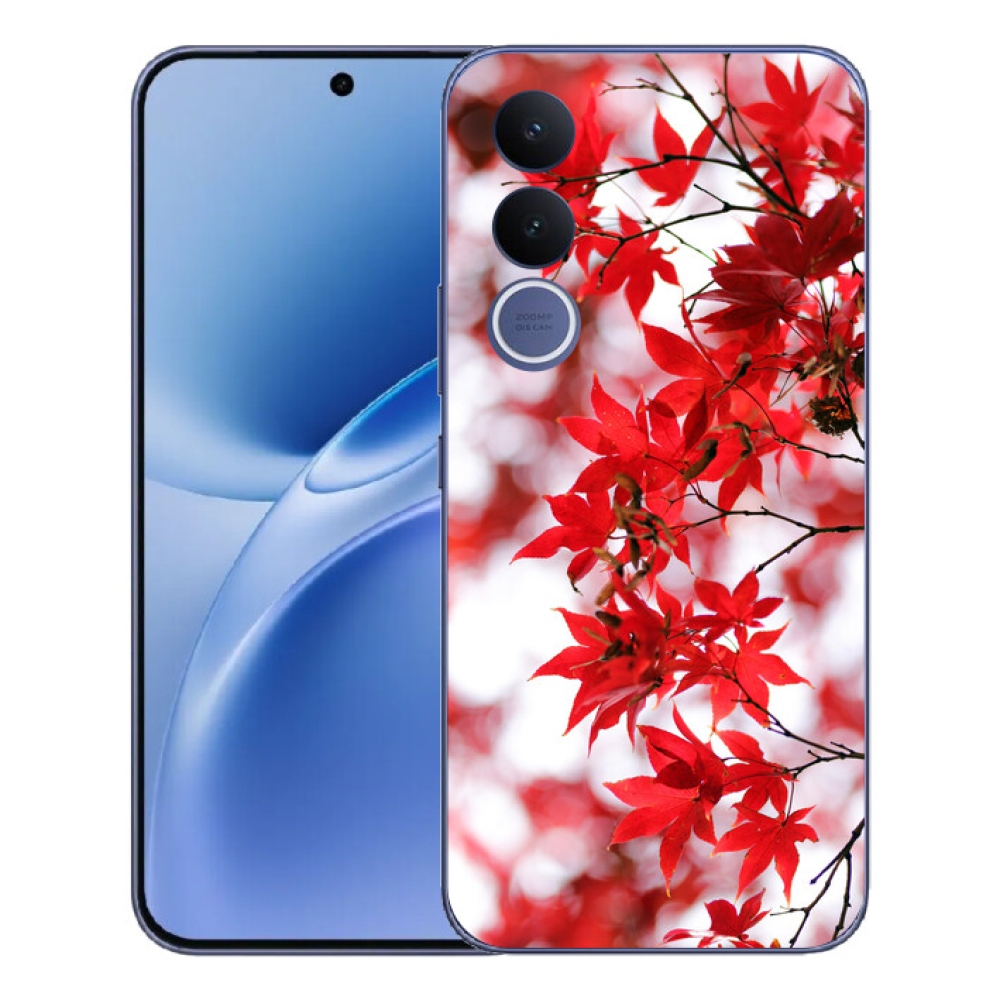 Gelový kryt mmCase na Vivo V70 FE - červené listy