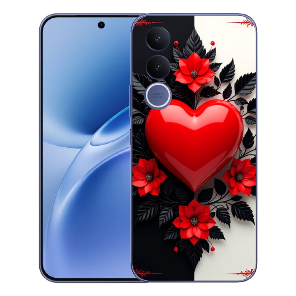 Gelový kryt mmCase na Vivo V70 FE - červené srdce