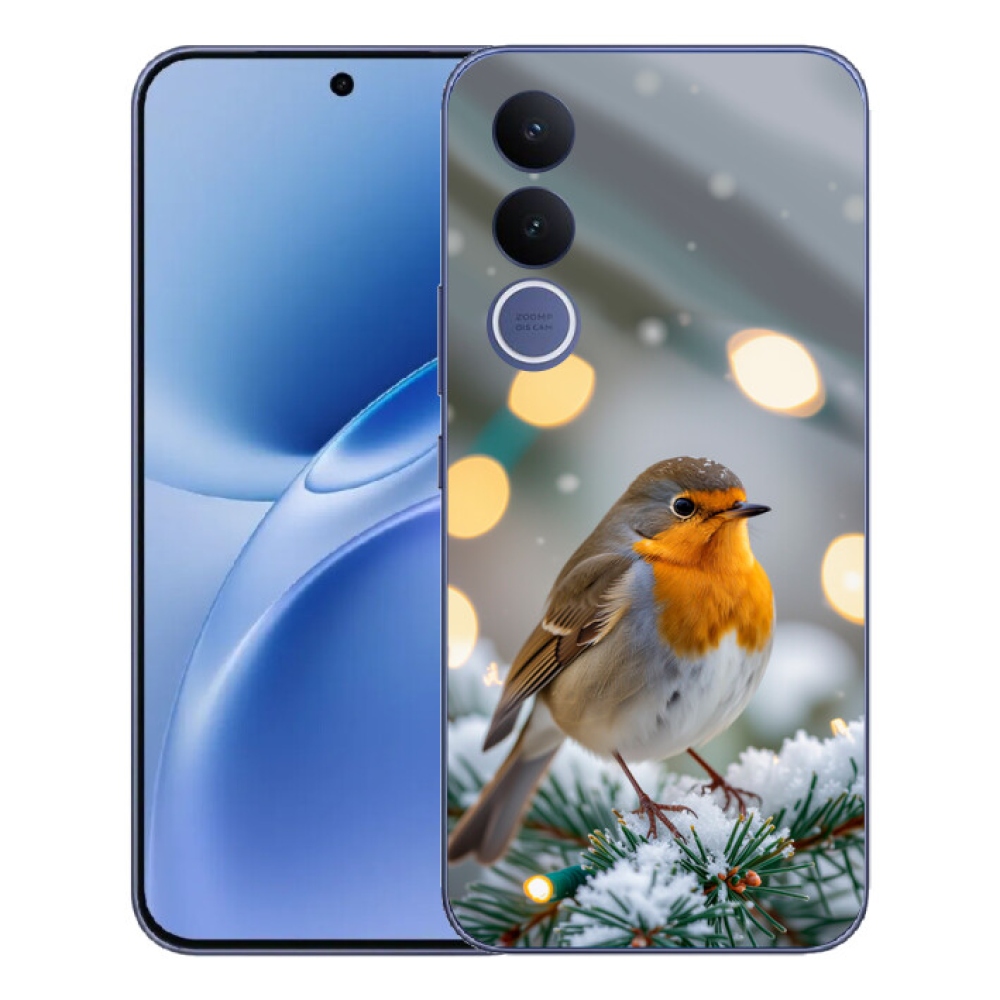 Gelový kryt mmCase na Vivo V70 FE - červenka v zimě