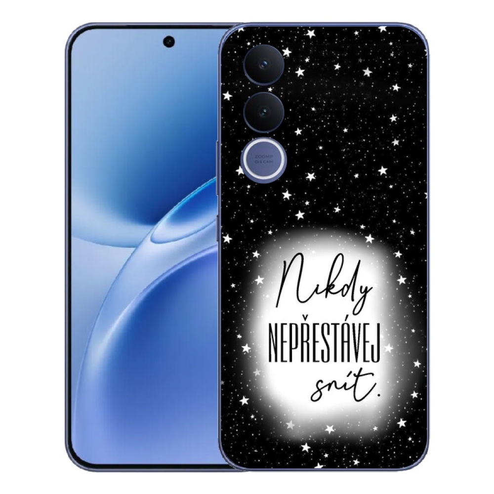 Gelový kryt mmCase na Vivo V70 FE - citát 1 bíločerné pozadí