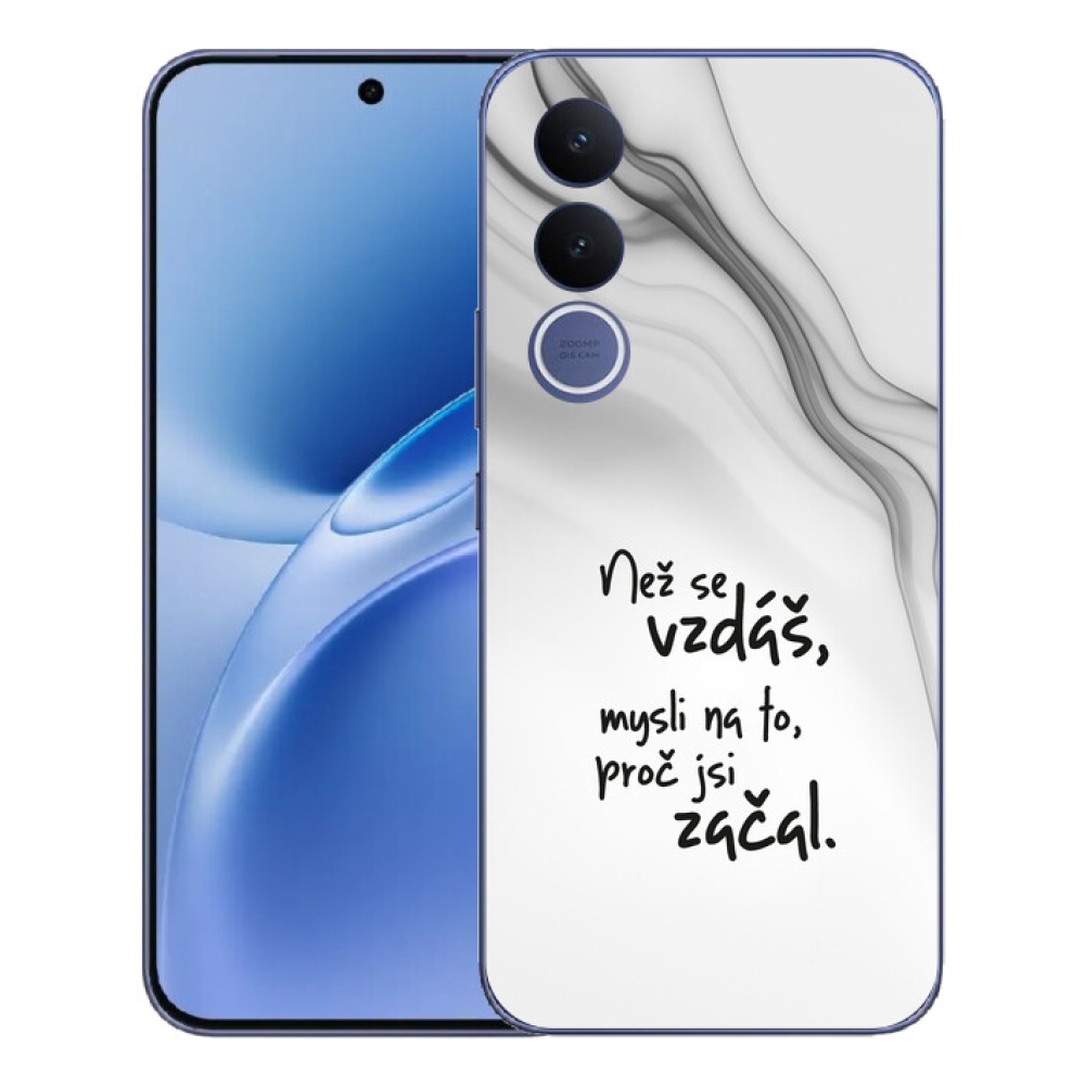 Gelový kryt mmCase na Vivo V70 FE - citát 2 bílé pozadí