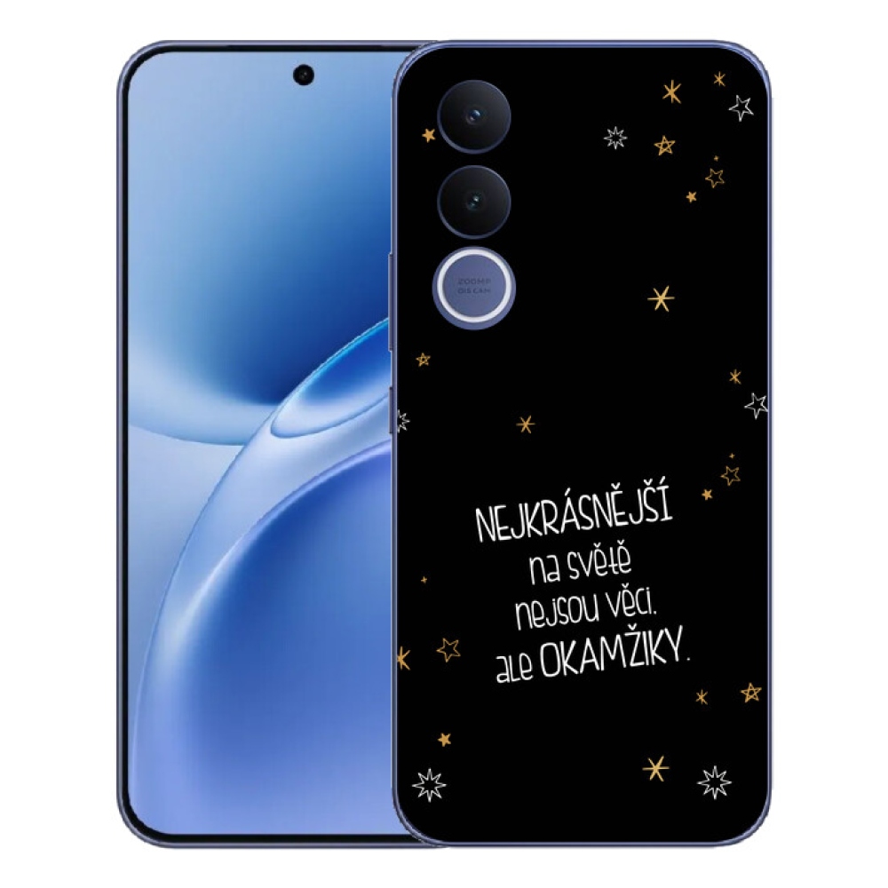 Gelový kryt mmCase na Vivo V70 FE - citát 4 černé pozadí