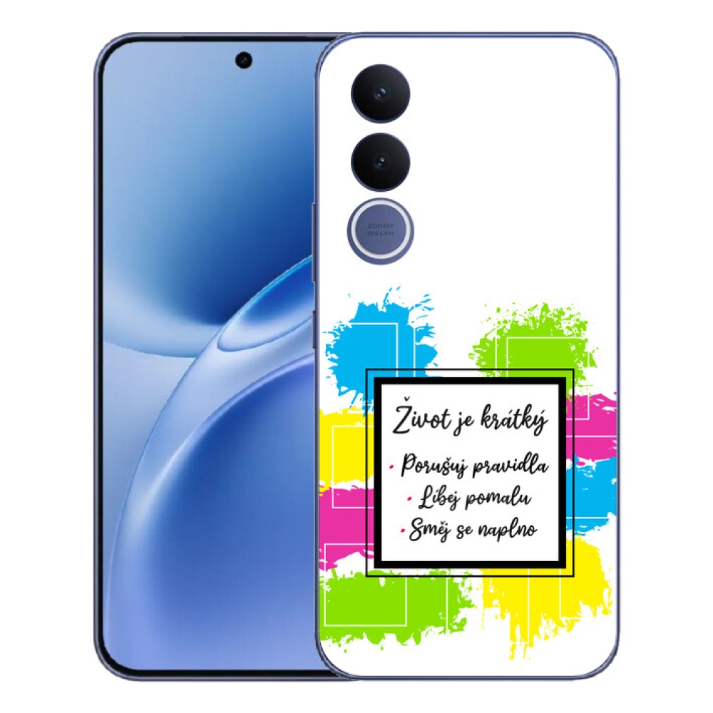 Gelový kryt mmCase na Vivo V70 FE - citát 5 bílé pozadí