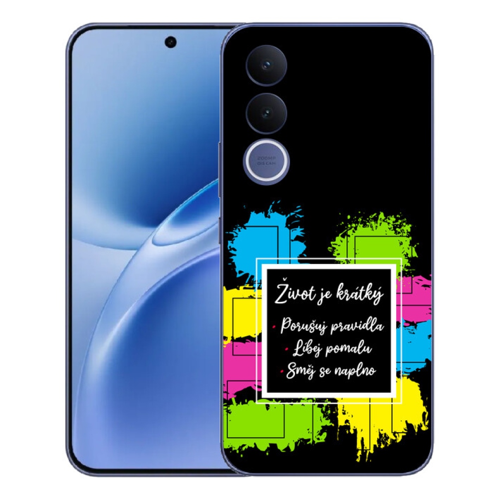 Gelový kryt mmCase na Vivo V70 FE - citát 5 černé pozadí