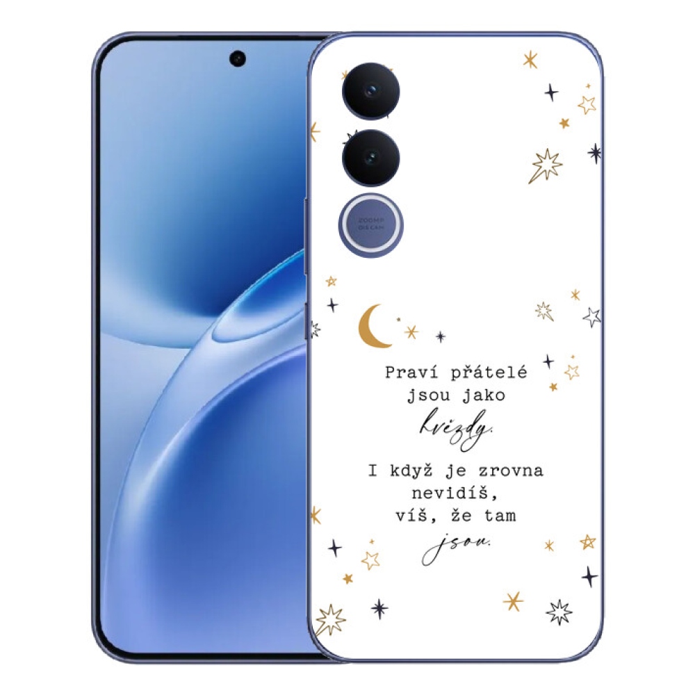 Gelový kryt mmCase na Vivo V70 FE - citát 6 bílé pozadí