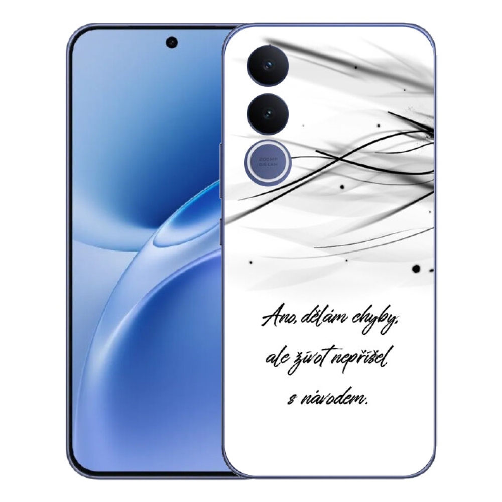 Gelový kryt mmCase na Vivo V70 FE - citát bílé pozadí