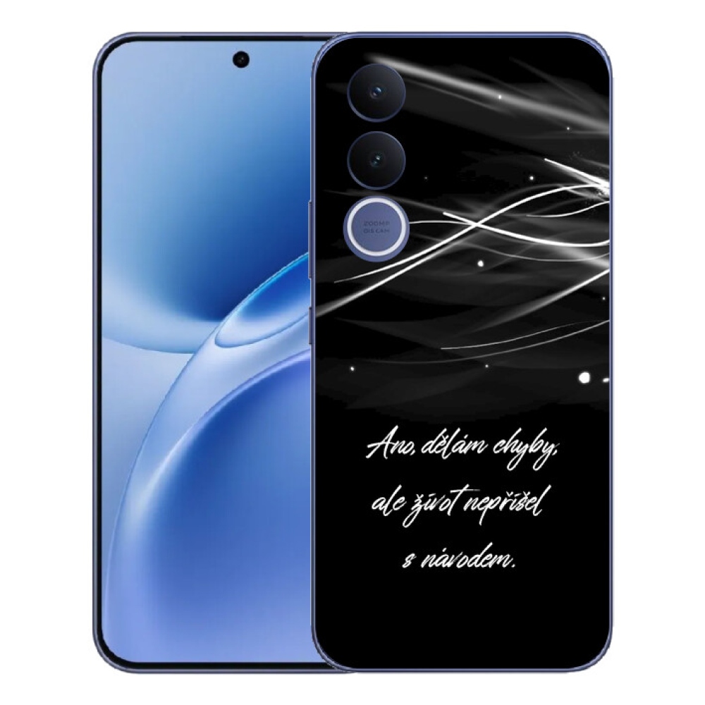 Gelový kryt mmCase na Vivo V70 FE - citát černé pozadí