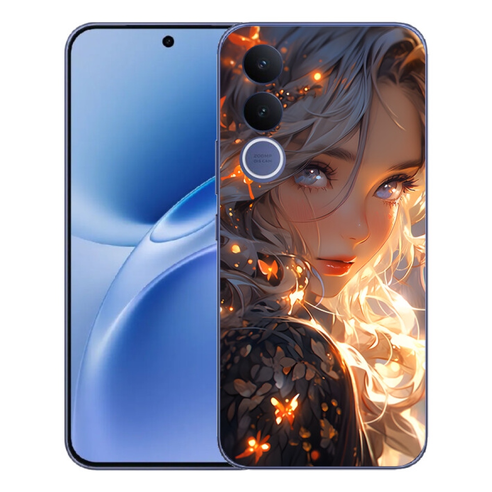 Gelový kryt mmCase na Vivo V70 FE - dívka a motýli
