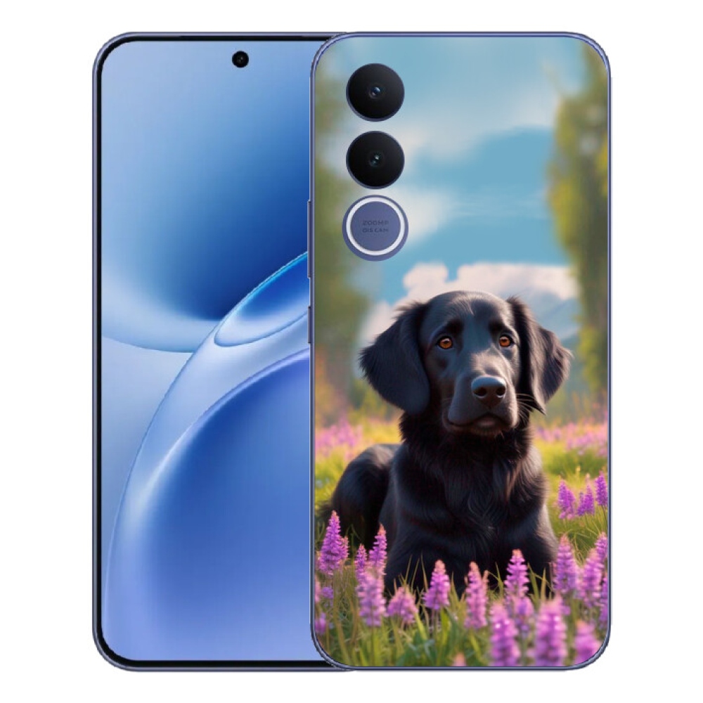 Gelový kryt mmCase na Vivo V70 FE - elegantní černý retrívr