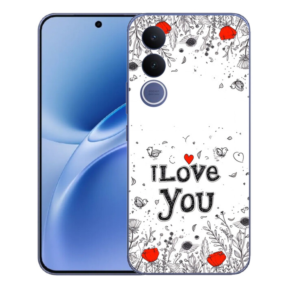 Gelový kryt mmCase na Vivo V70 FE - I love you bílé pozadí