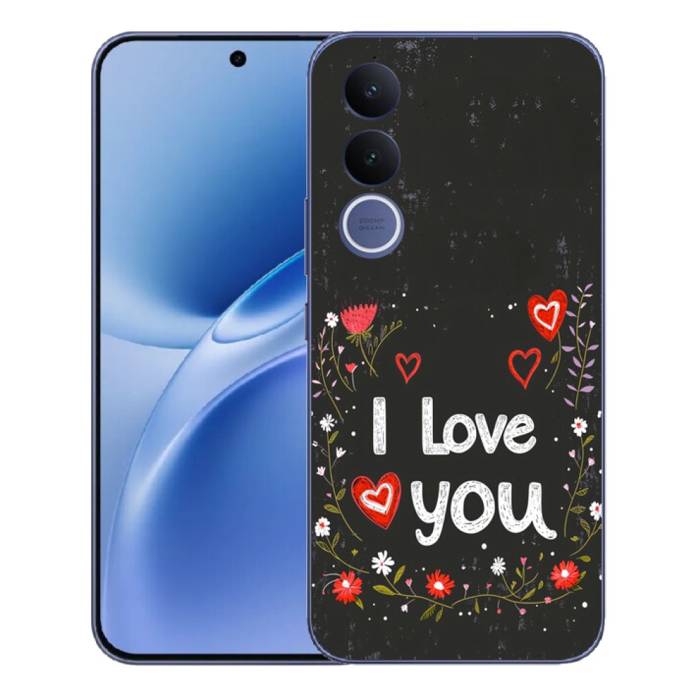 Gelový kryt mmCase na Vivo V70 FE - I love you černé pozadí