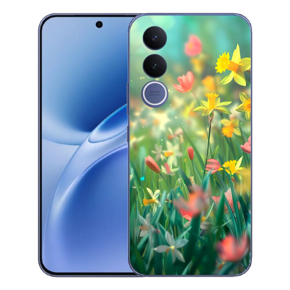 Gelový kryt mmCase na Vivo V70 FE - jarní květy