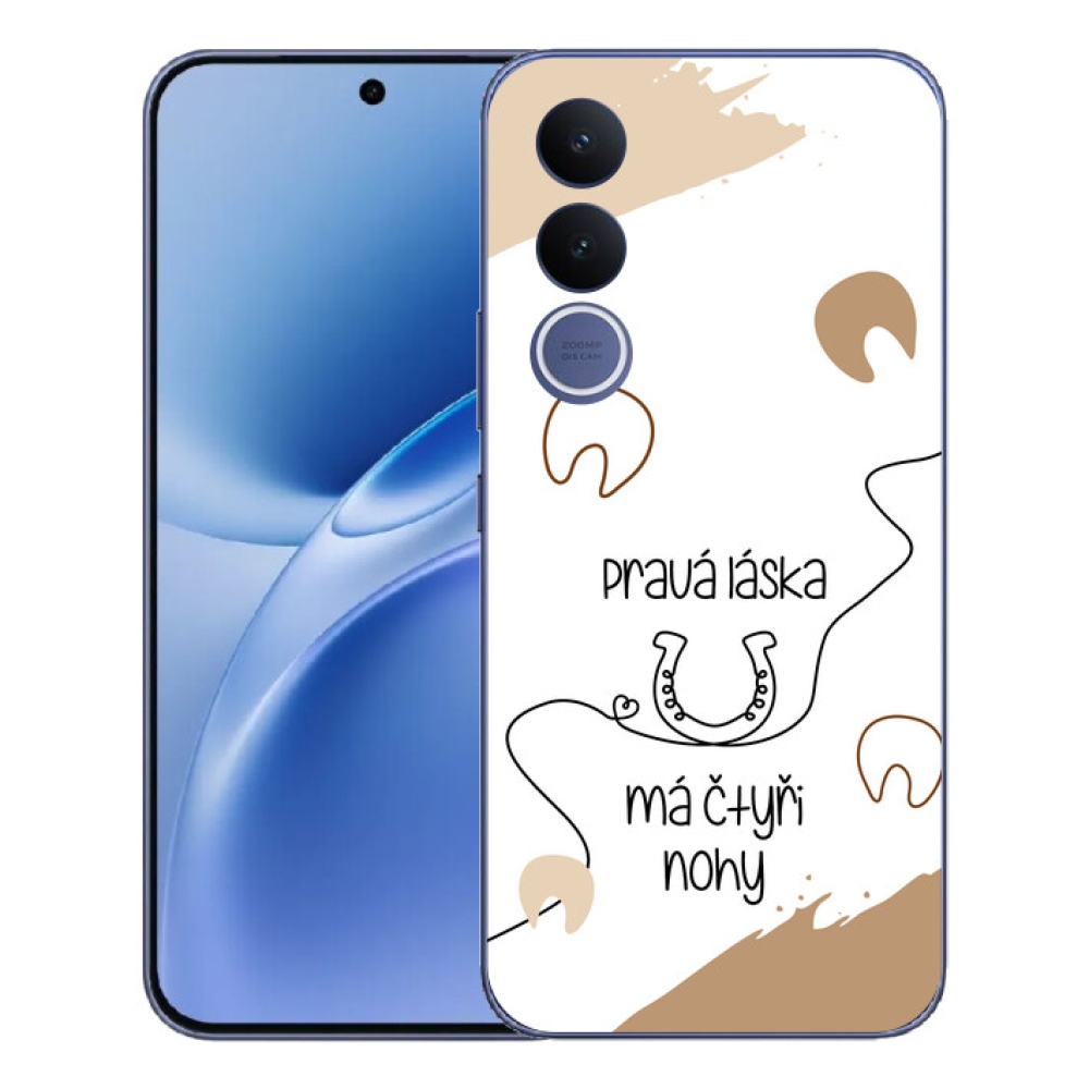 Gelový kryt mmCase na Vivo V70 FE - koňský motiv bílé pozadí