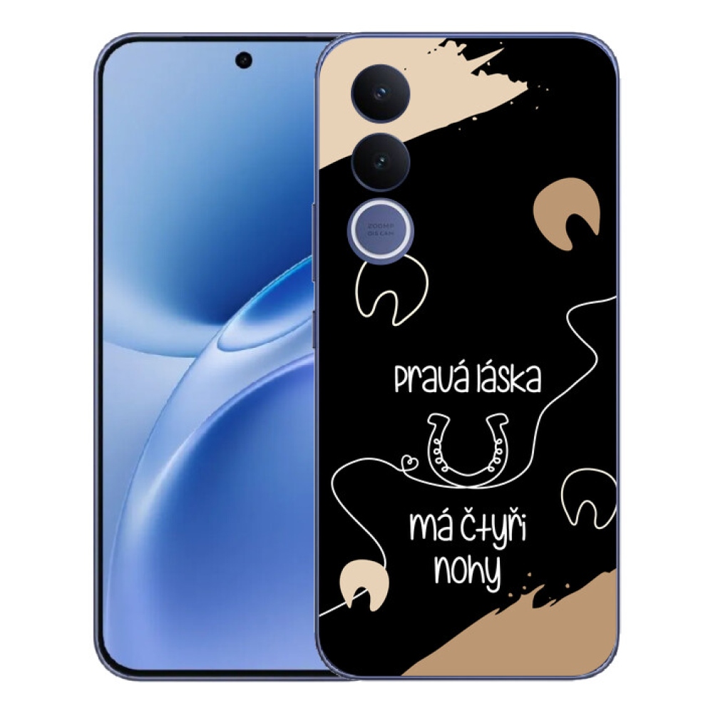 Gelový kryt mmCase na Vivo V70 FE - koňský motiv černé pozadí