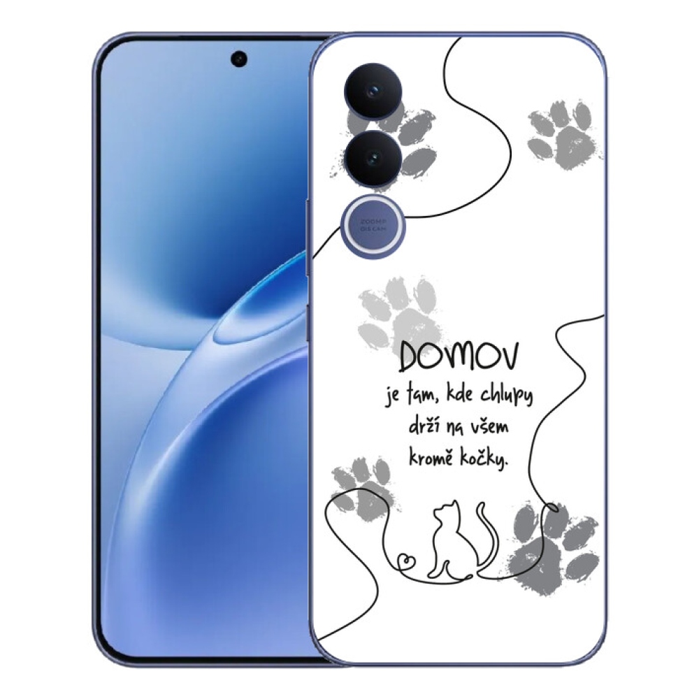 Gelový kryt mmCase na Vivo V70 FE - kočičí motiv bílé pozadí