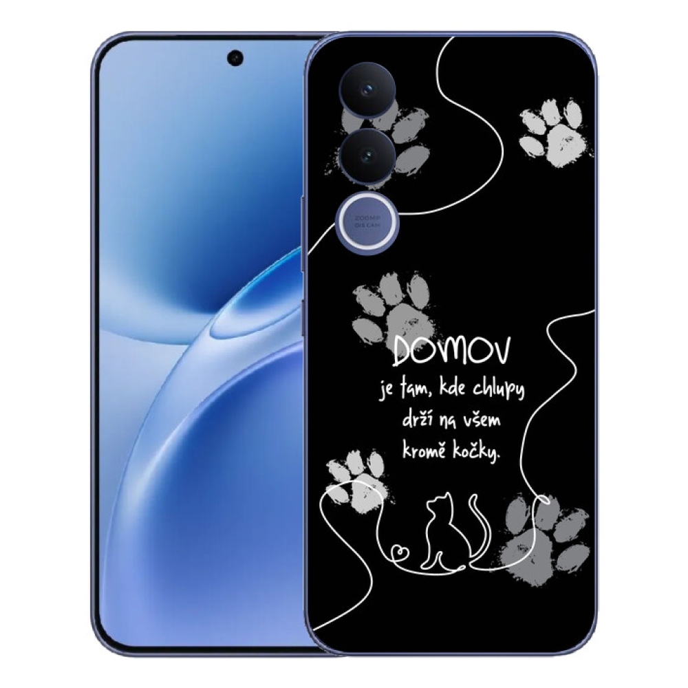Gelový kryt mmCase na Vivo V70 FE - kočičí motiv černé pozadí