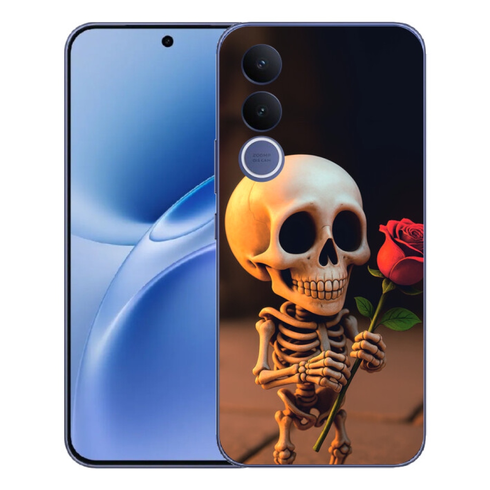 Gelový kryt mmCase na Vivo V70 FE - kostlivec s růží