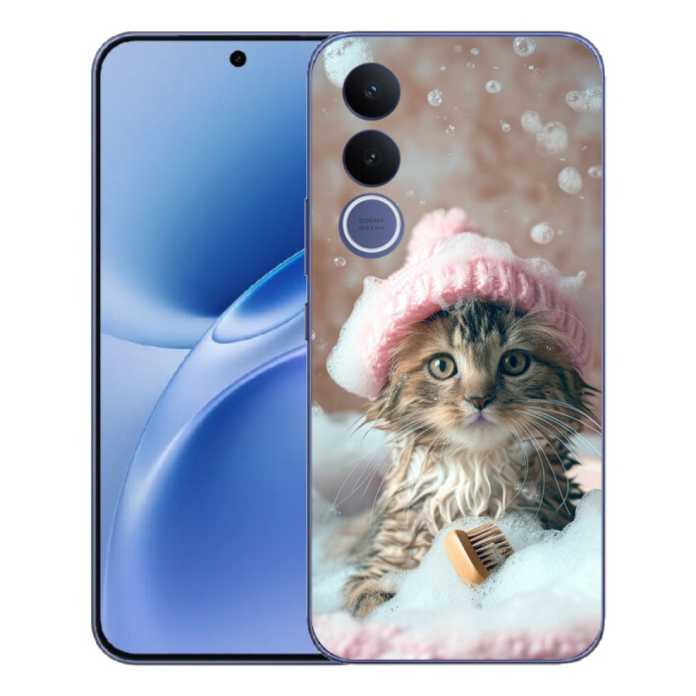 Gelový kryt mmCase na Vivo V70 FE - kotě a koupel