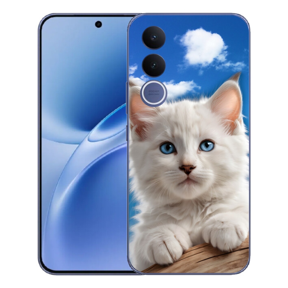 Gelový kryt mmCase na Vivo V70 FE - kotě a oblaka