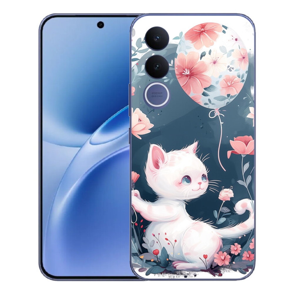 Gelový kryt mmCase na Vivo V70 FE - kotě s balónkem