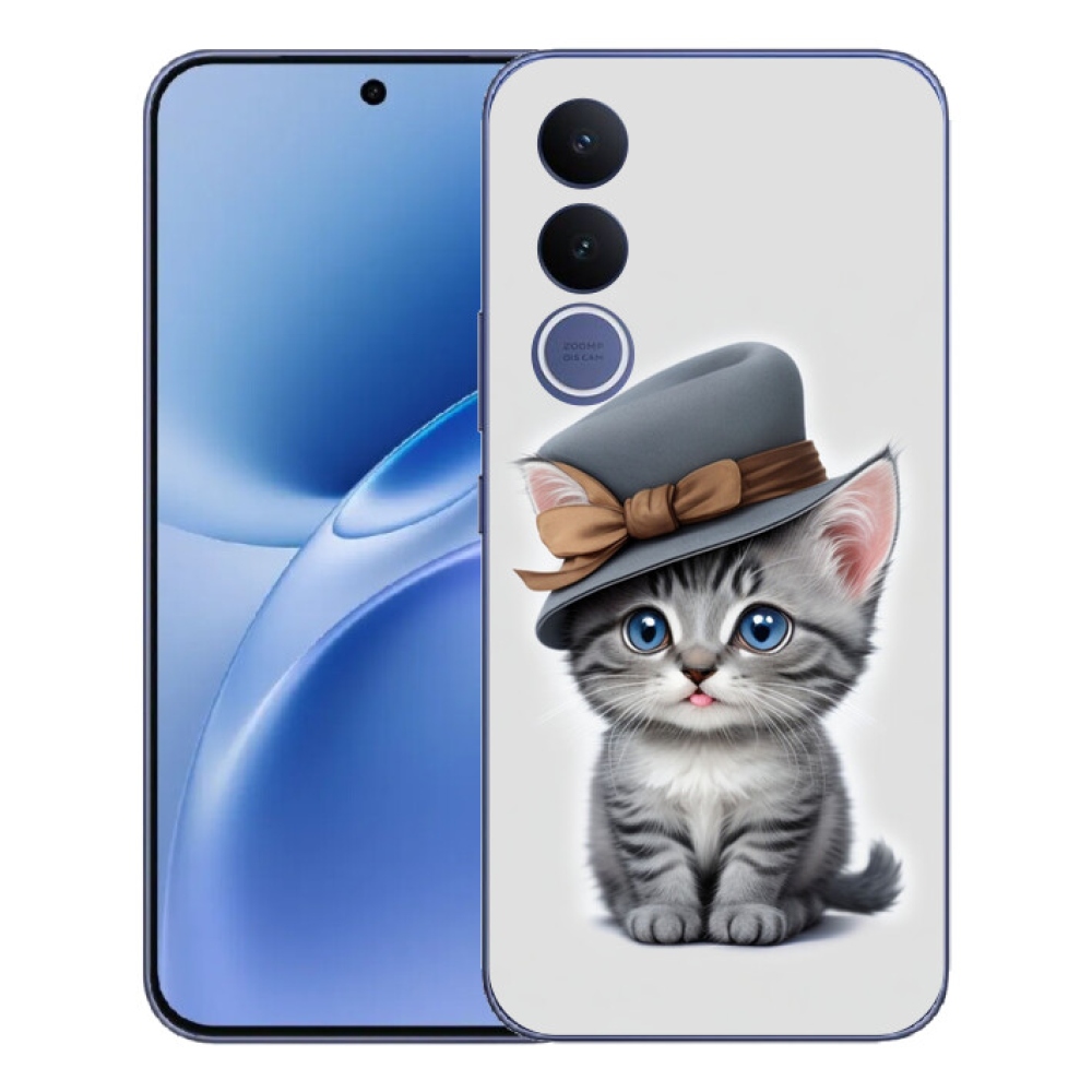 Gelový kryt mmCase na Vivo V70 FE - kotě s kloboukem