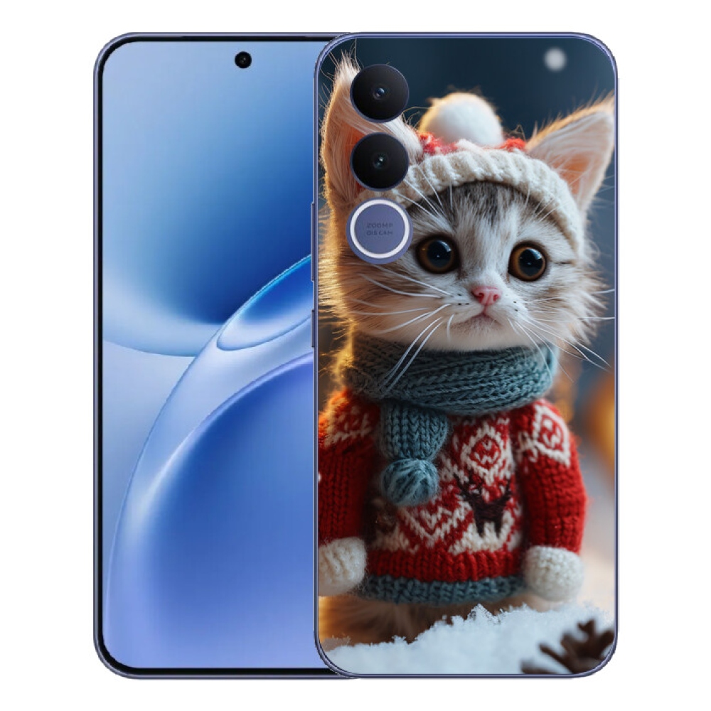 Gelový kryt mmCase na Vivo V70 FE - kotě ve svetru
