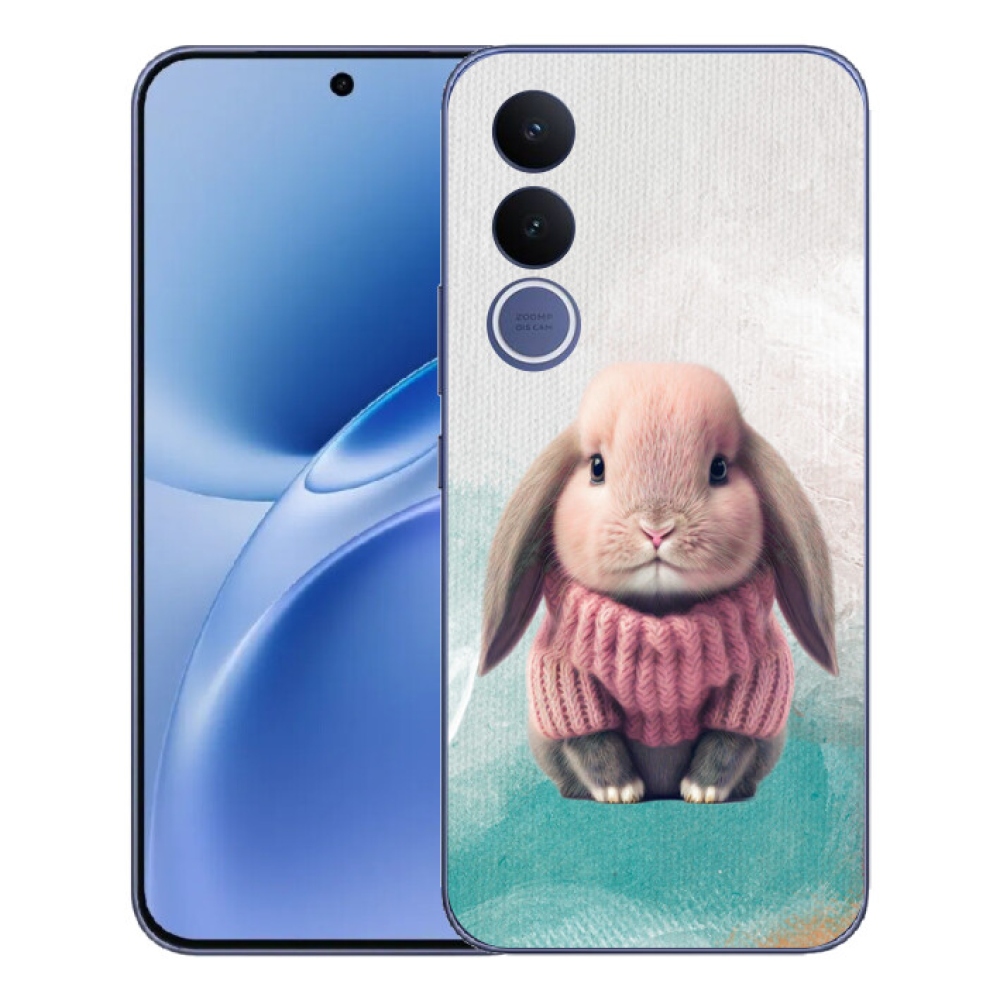 Gelový kryt mmCase na Vivo V70 FE - králíček ve svetru