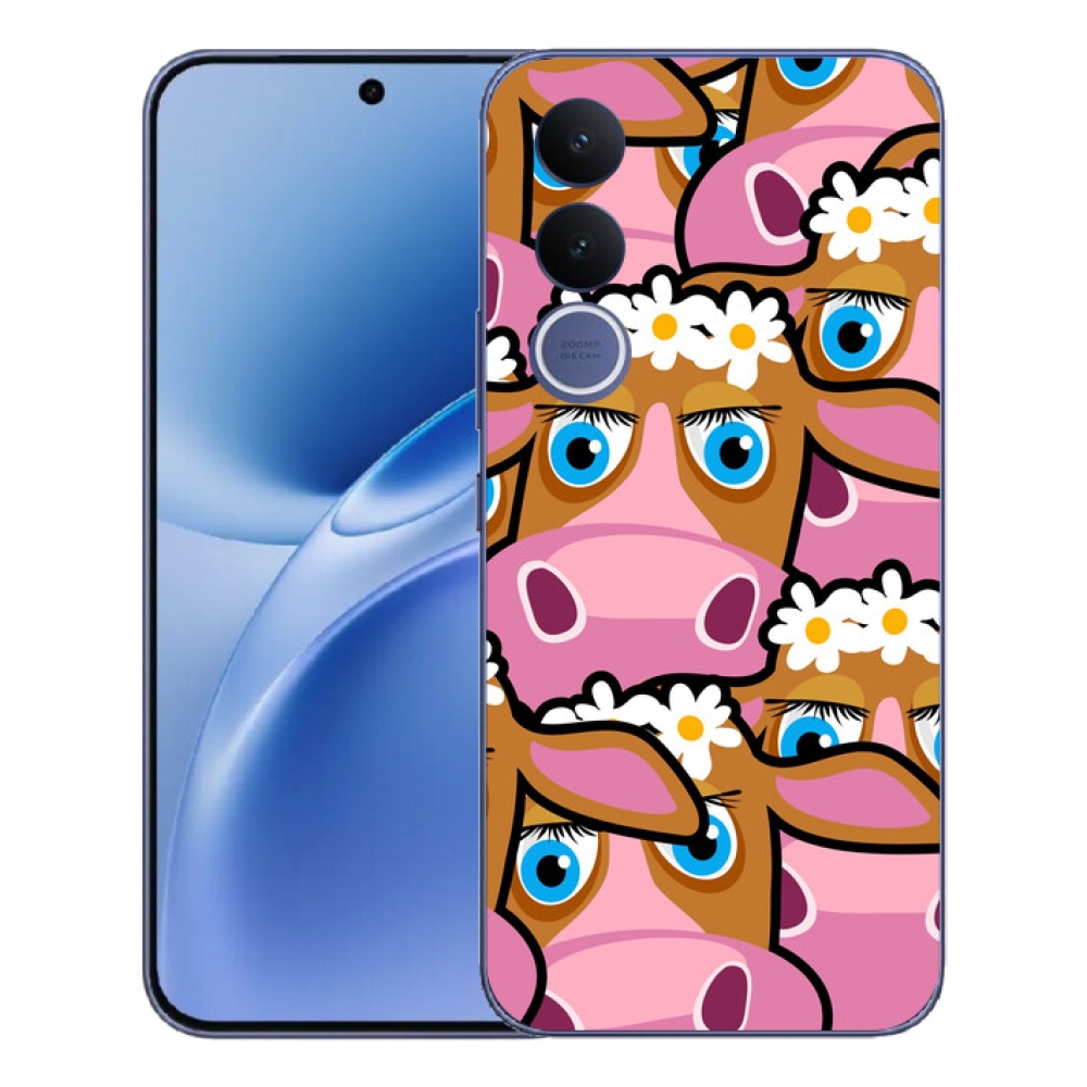 Gelový kryt mmCase na Vivo V70 FE - kreslené kravičky