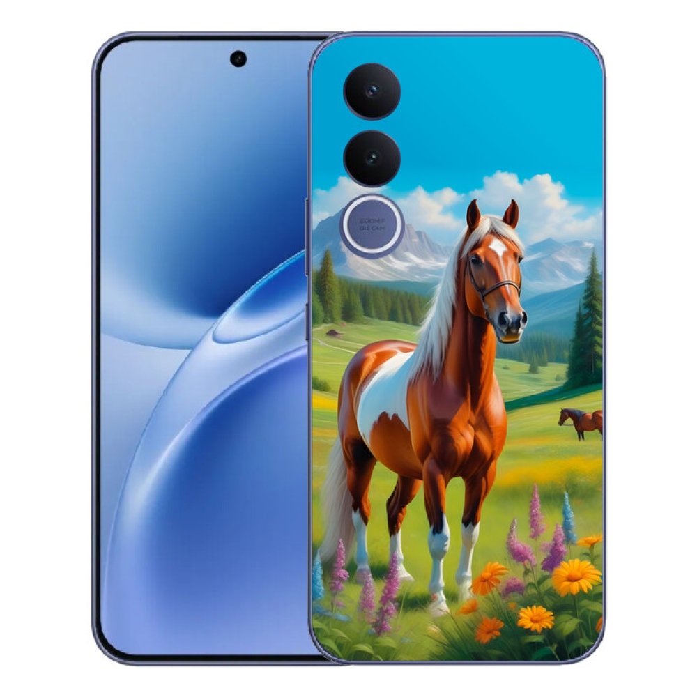 Gelový kryt mmCase na Vivo V70 FE - kůň na louce