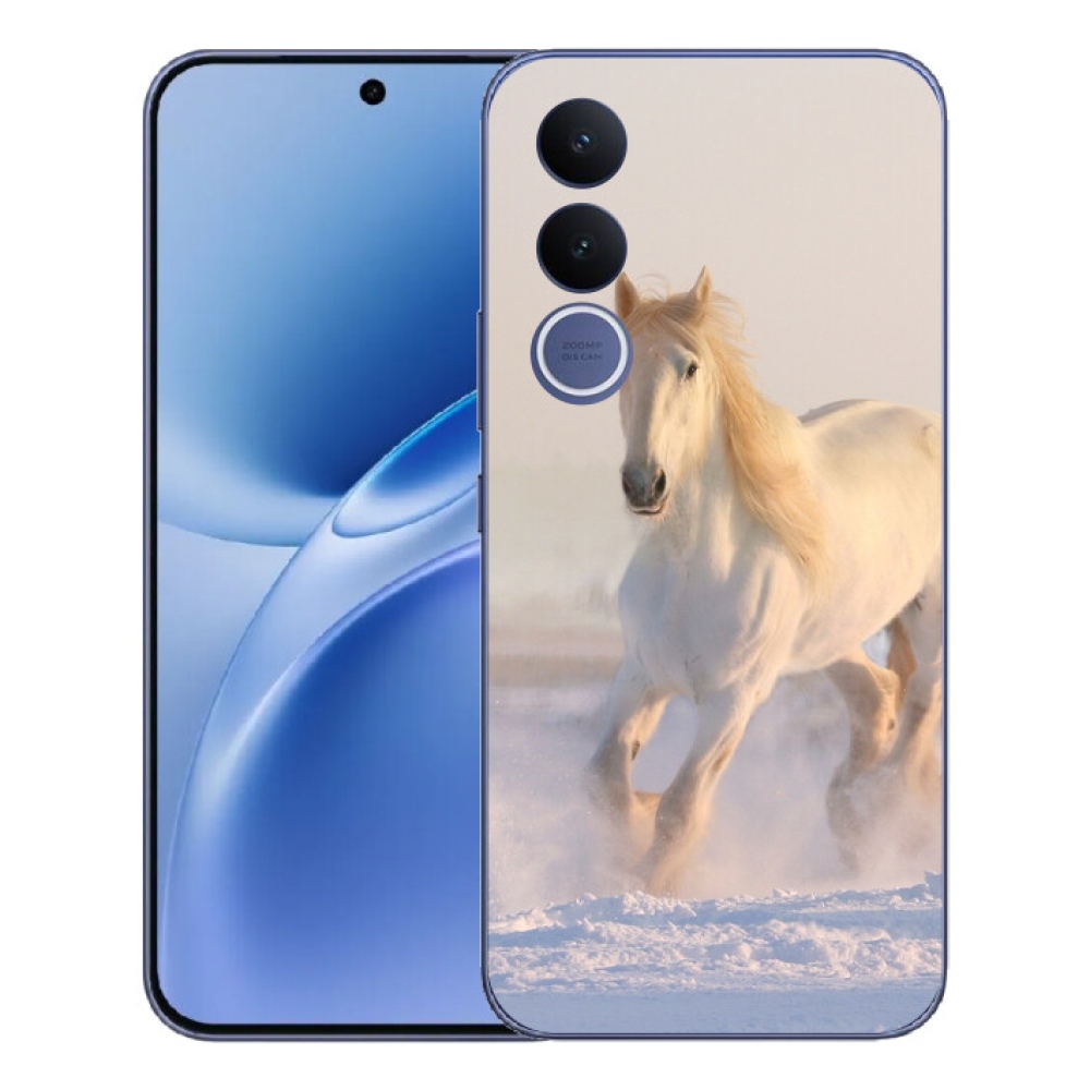 Gelový kryt mmCase na Vivo V70 FE - kůň ve sněhu