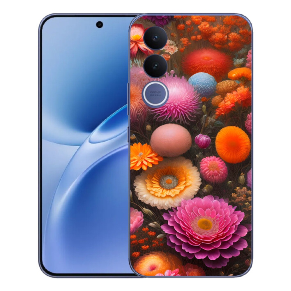 Gelový kryt mmCase na Vivo V70 FE - květinová kompozice