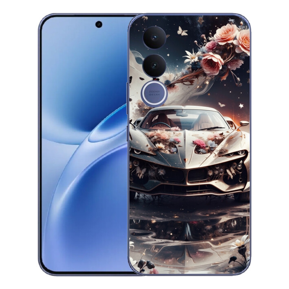 Gelový kryt mmCase na Vivo V70 FE - květinový sportovní vůz