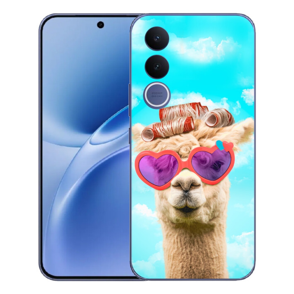 Gelový kryt mmCase na Vivo V70 FE - lama s brýlemi