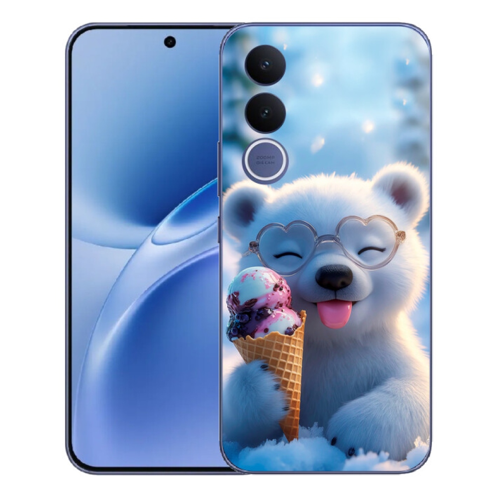 Gelový kryt mmCase na Vivo V70 FE - medvídek se zmrzlinou